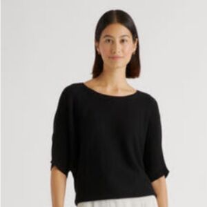 Quince Lightweight Cotton Cashmere Link-Stitch Dolman Sweater